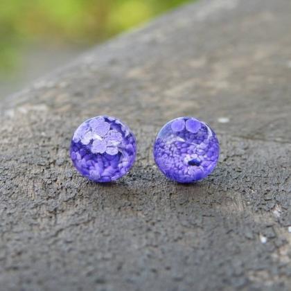 Purple/blue Petri Dish Resin Stud Earrings