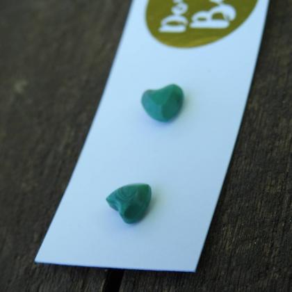Green Heart-shaped Resin Stud Earrings