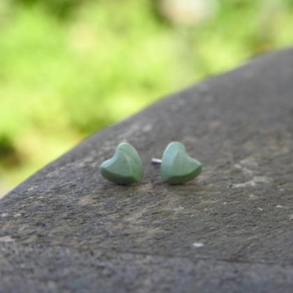 Pale Green Heart-shaped Resin Stud Earrings