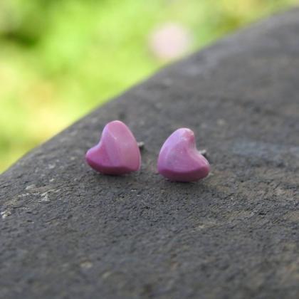 Pink Heart-shaped Resin Stud Earrings