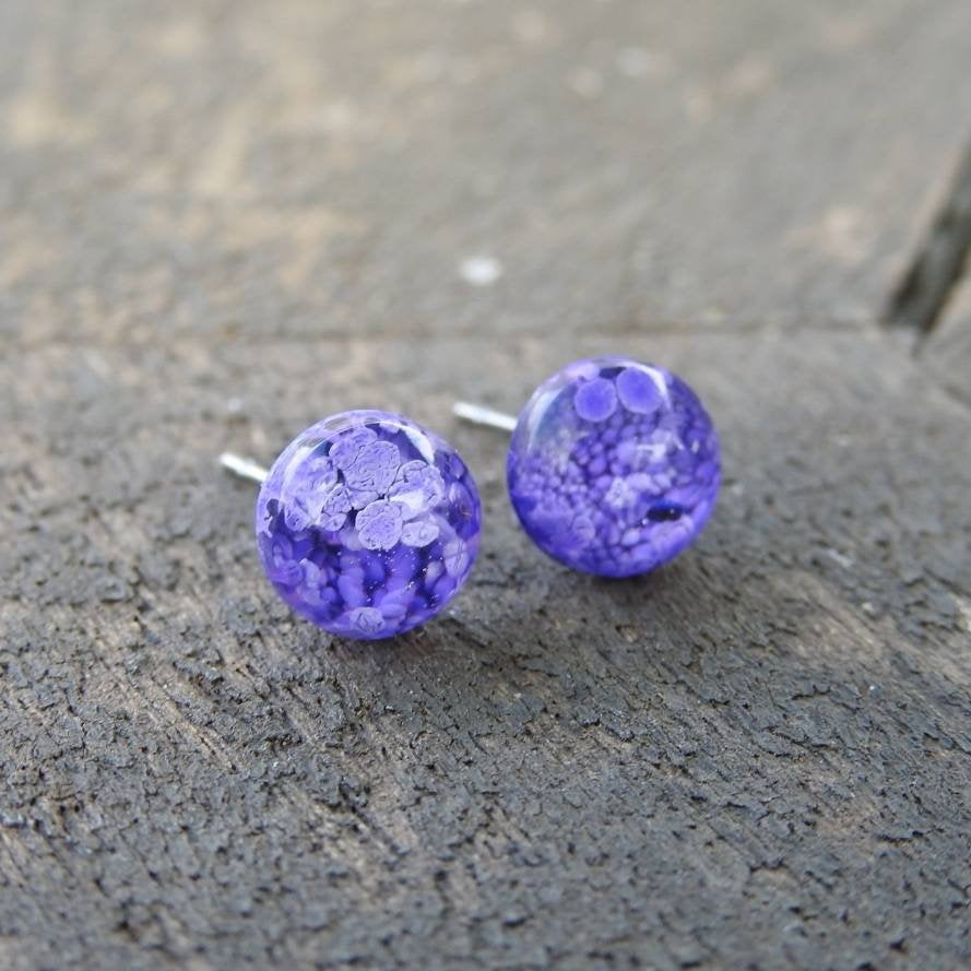 Purple/blue Petri Dish Resin Stud Earrings