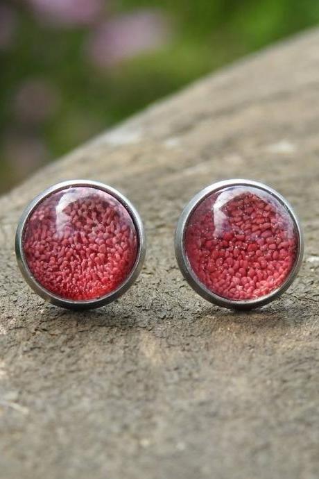 Red Petri Dish Resin Stud Earrings